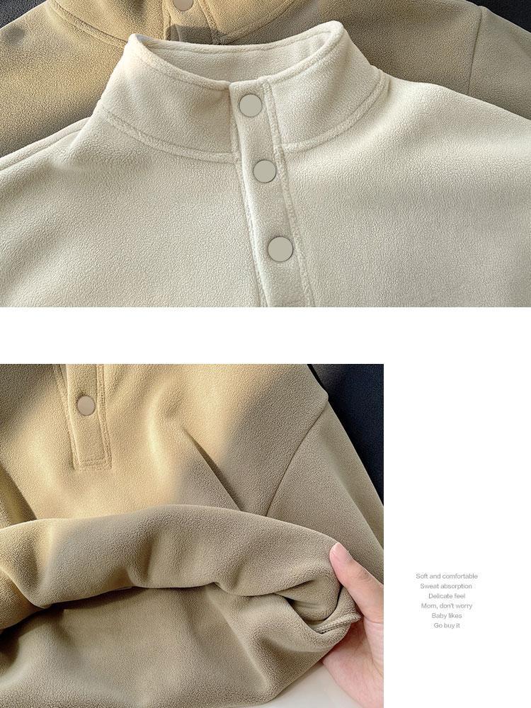 Children's Thick Coral Fleece Pullover Hoodie with Stand-up Collar for Autumn/Winter