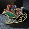Rhinestone Large Sled And Christmas Gift Brooch Luxury Fashion Party Decoration Pin New Design 2023