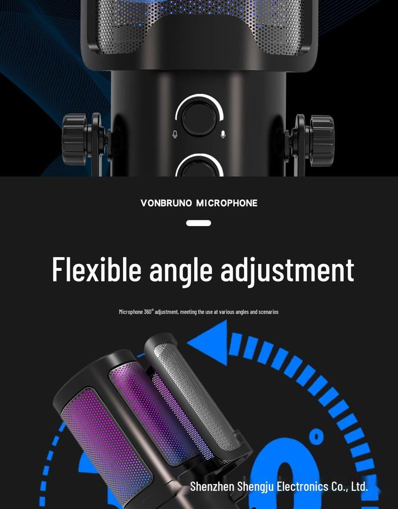 מיקרופון קונדנסר USB RGB לסטרימינג, גיימינג והקלטה