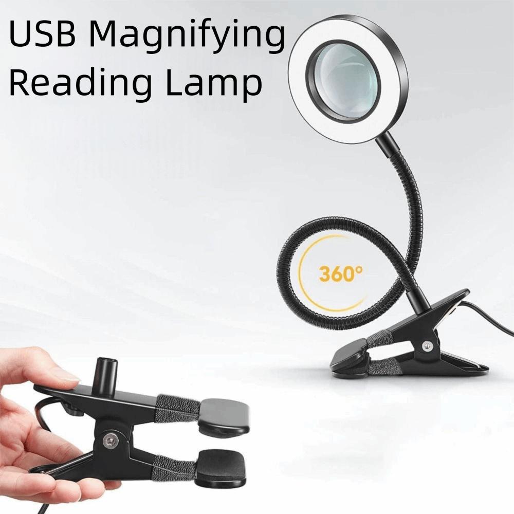 Adjustable Levels LED Magnifying Glass Lamp 5X Magnification Clip On Desk Lamp  Tattoo Art