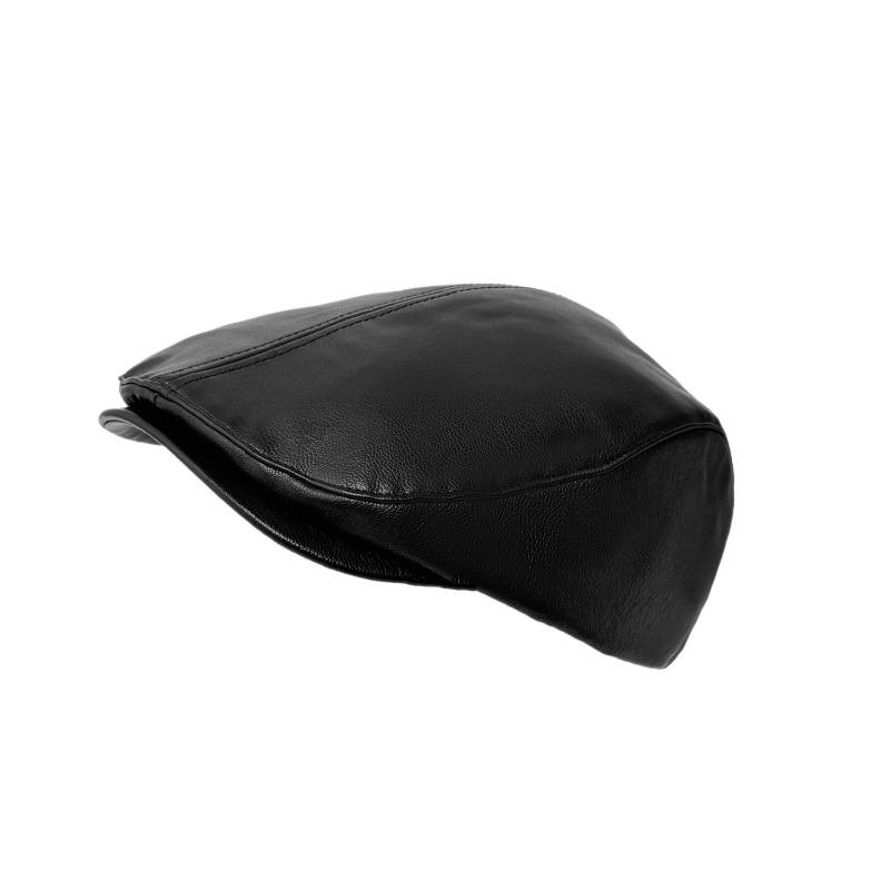 25 early autumn new leather forward hat women show a small face retro front and rear can wear solid color high quality tide