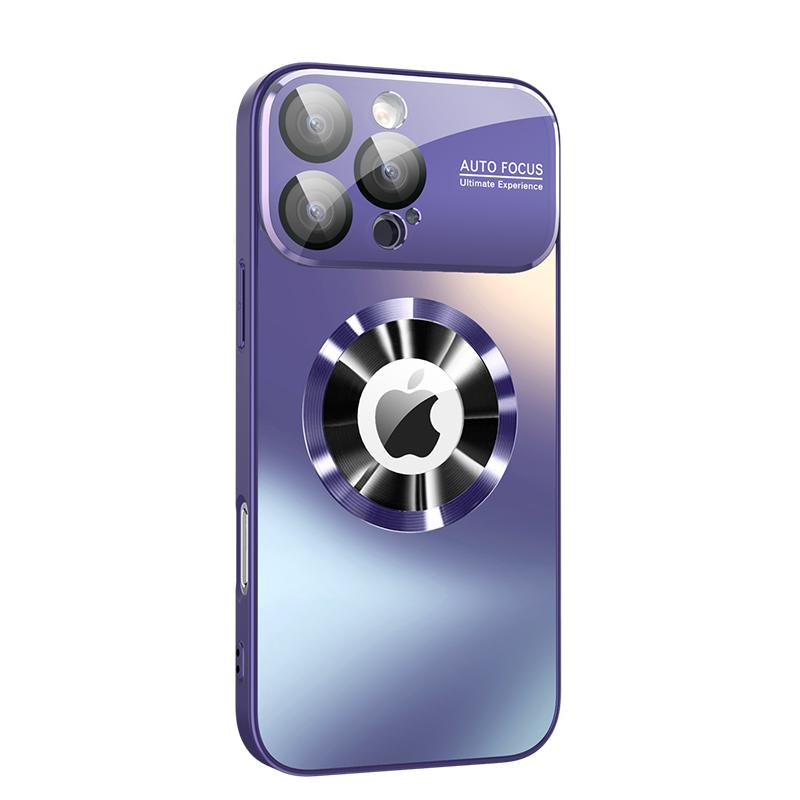 

Чехол для телефона из матового стекла с защитой от отпечатков пальцев, совместимый с MagSafe для iPhone 16, 15, 14, 13, 12, 11, с логотипом, защитный чехол для телефона военного класса с защитой от падений iPhone 15 Pro фиолетовый