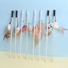 New Mouse Wooden Teasing Cat Rod Cat Toy Pet Supplies Feather Bell Wooden Rod Teasing Cat Stick