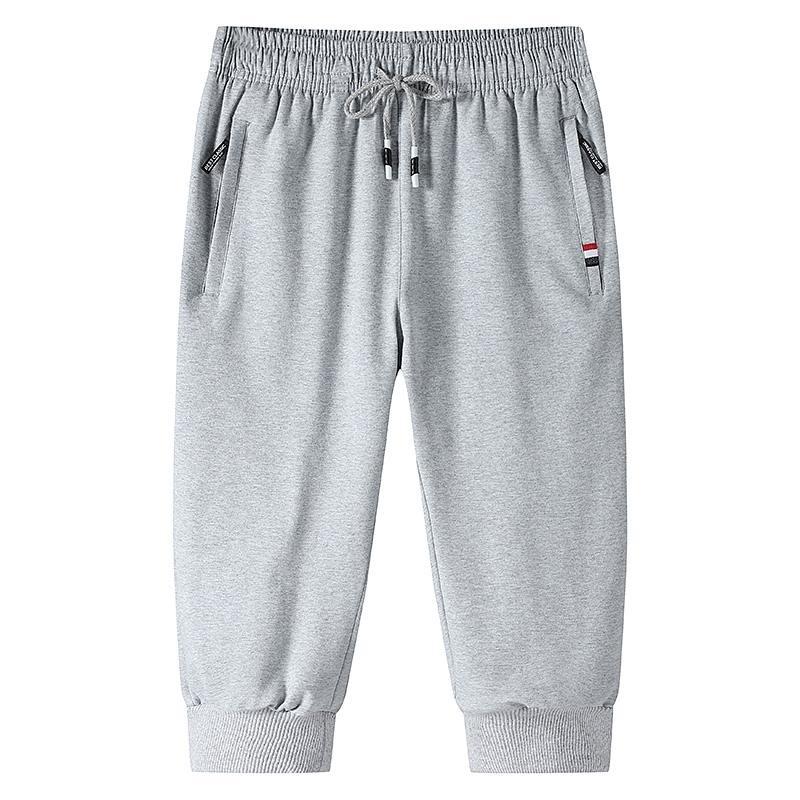 Pure Cotton Men's Summer New Casual Pants Men's Shorts Men's Solid Color Men's Sports Elastic Youth Cropped Pants