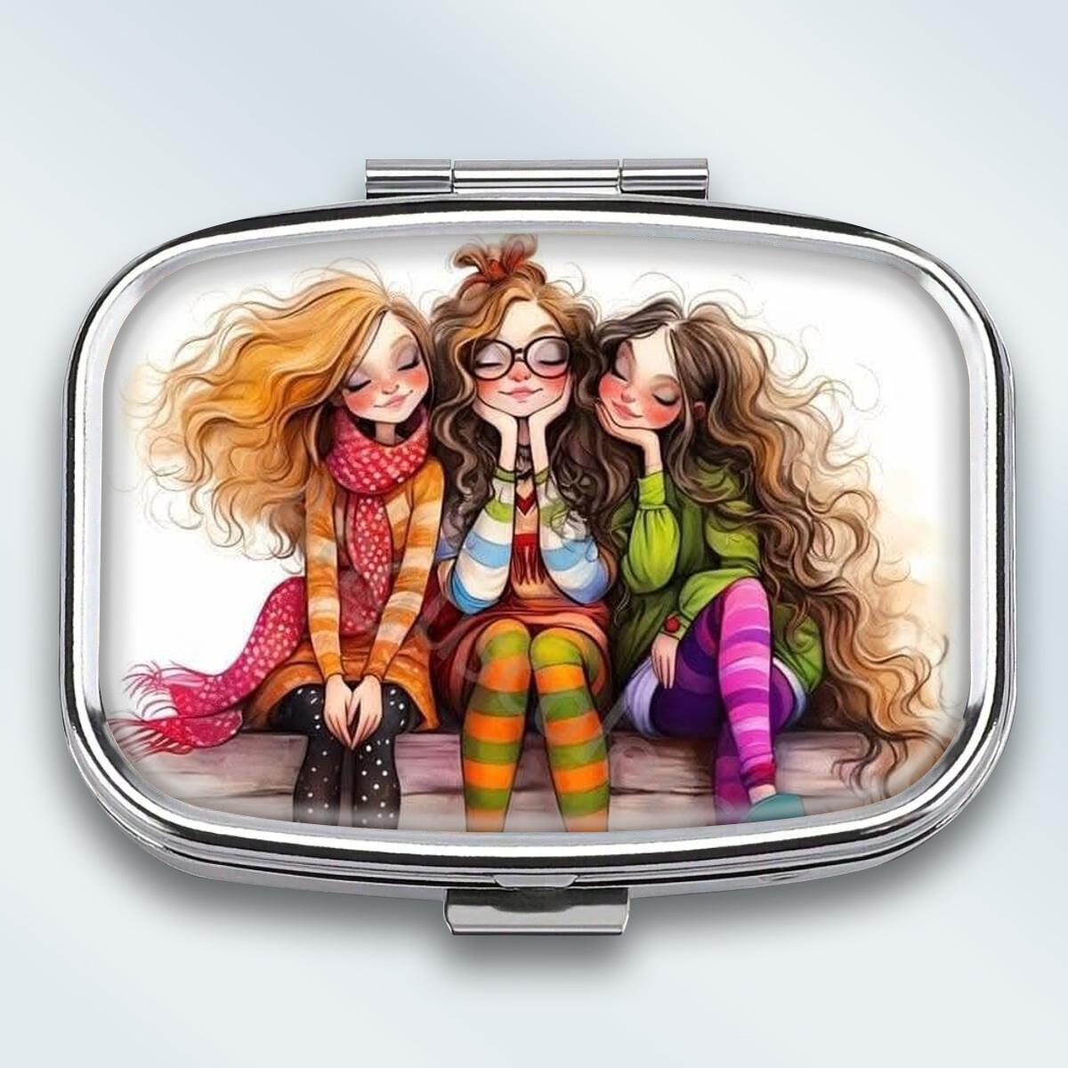 

Mini Metal Jewelry Box, 2 Grids Portable Storage Case, Travel Small Organizer for Earrings and Tiny Items