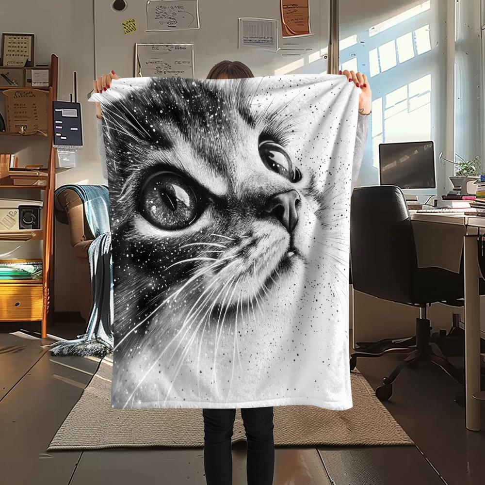 Ink Wash Cats  Print Flannel Blanket, High quality Comfortable for All Seasons, Home Decor, Warmth and Comfort