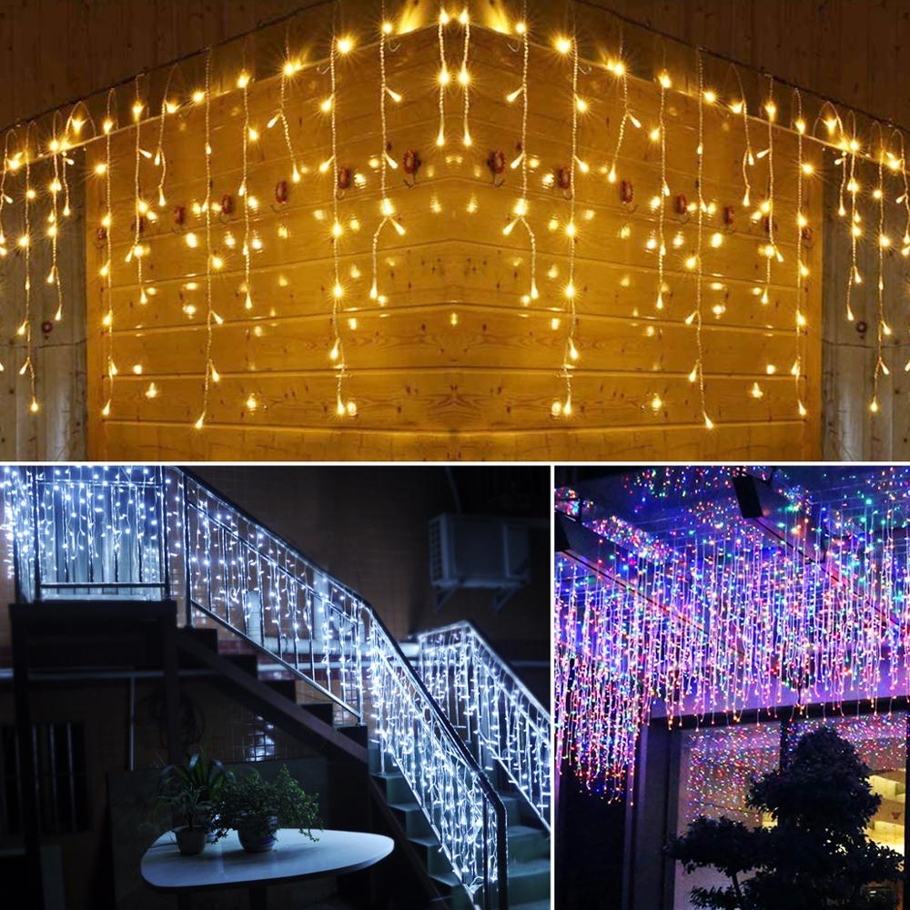 5M Curtain LED Icicle String Lights 110V 220V Christmas Garland Droop Light Wedding Garden Street Outdoor Decorative Lighting