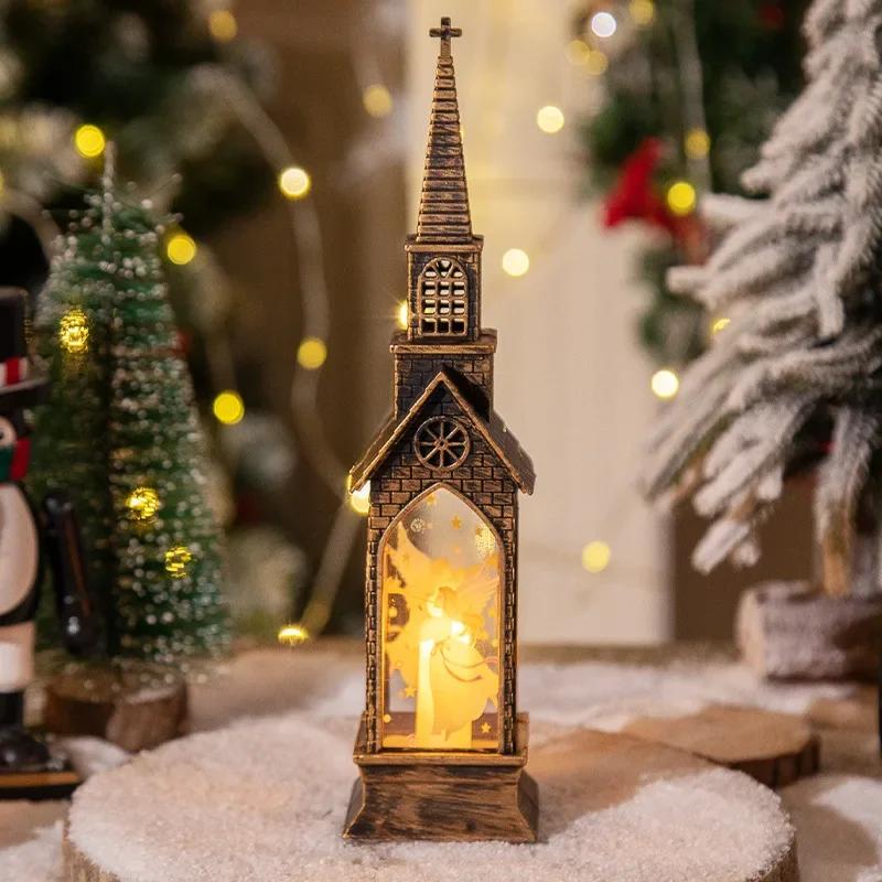 Vintage Christmas Decoration Christmas Lantern Lamp Santa Claus Snowman LED Light for Home Navidad Noel New Year 2023 Decor