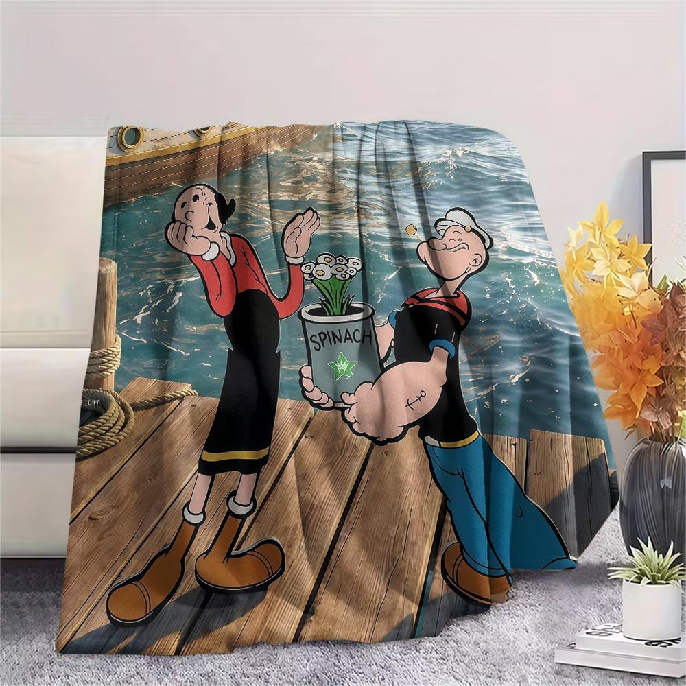 Popeye the Sailor Flannel Blanket, High quality Comfortable for All Seasons, Home Decor, Warmth and Comfort