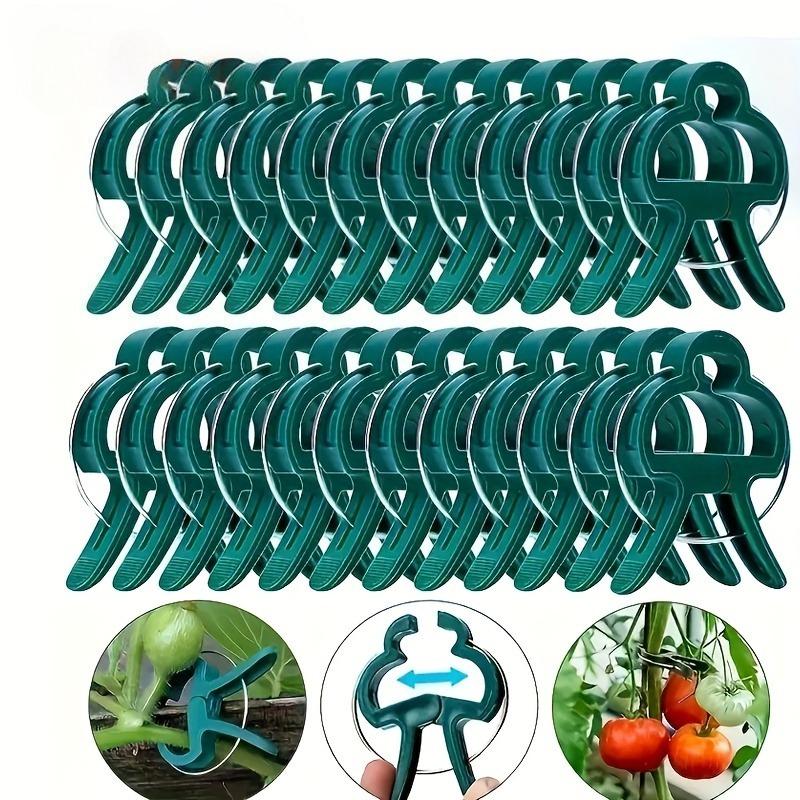 20/100pcs Heavy-Duty Garden Plant Clips | Reusable Quick-Clip Green Plastic Supports for Tomatoes, Cucumbers, Vines, Roses