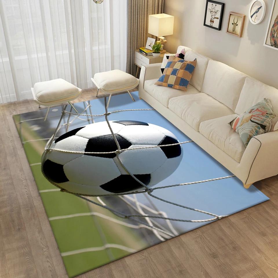3D Football Printing Floor Mat Carpets for Living Room Soccer Field Area Rug Kids Bedroom Bathroom Mats Anti-slip Home Mat Rugs