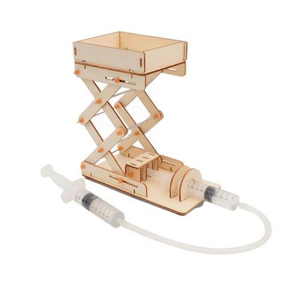 1Set DIY Wooden Hydraulic Lifting Platform Model Toy Kids Science Technology Physics Bricks Kit Learning Science Educational Toy