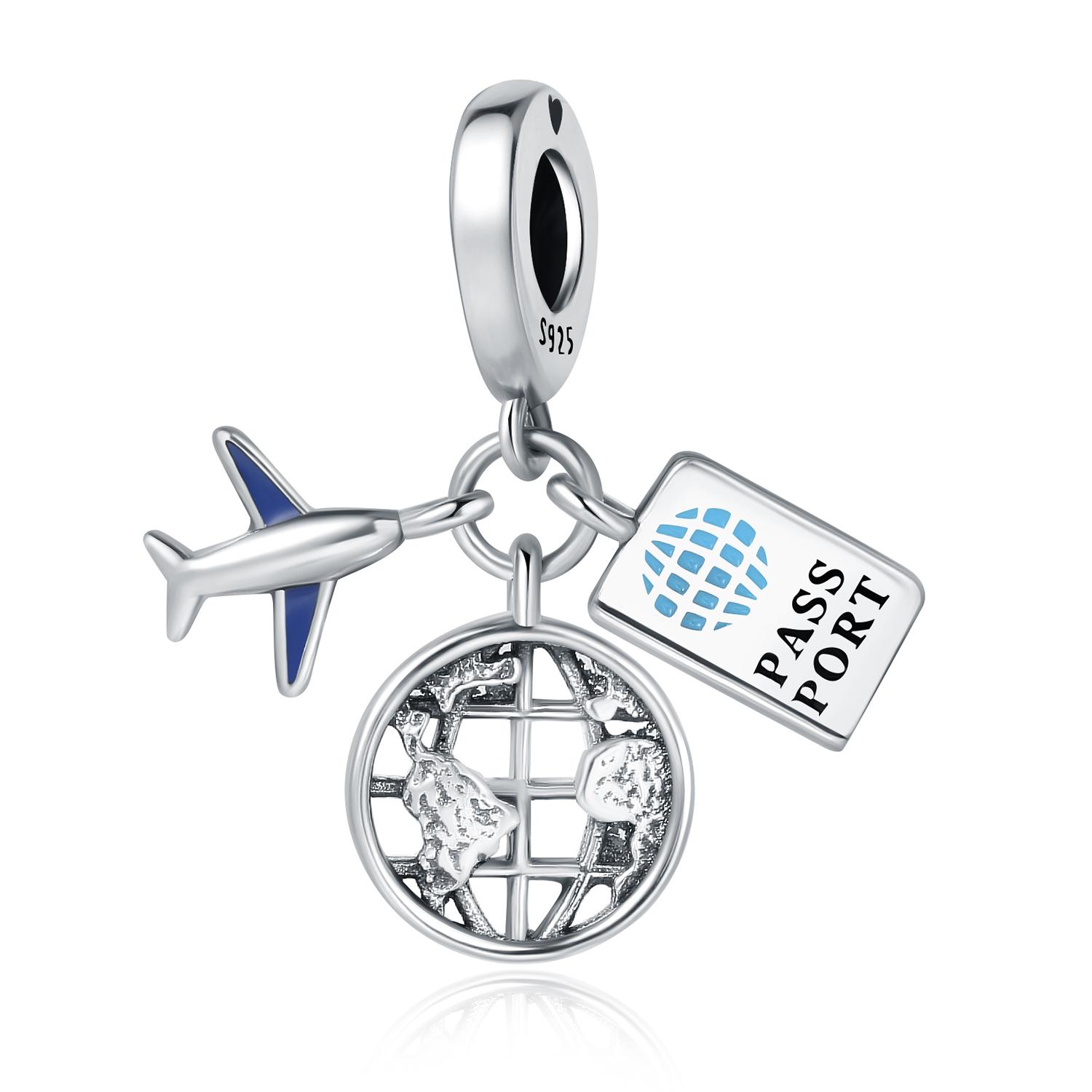 

Authentic Original Copper Metal Charm Bead Components Luxury Airplane Passport Earth Pendant Bead Component Bead Components Compatible With Bracelet