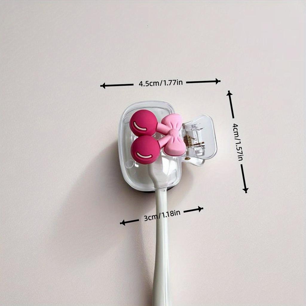 Cute Cherry Design Toothbrush Holder, Cherry Pattern, Protects Toothbrush Head, Features Dual Holes for Drainage and Ventilation