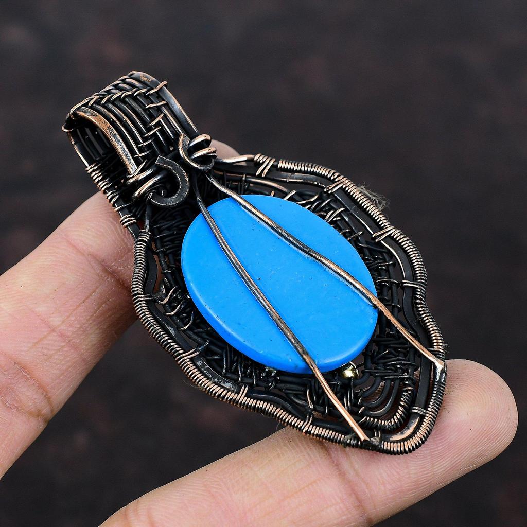 Sleeping Beauty Turquoise Pendant Copper Wire Wrapped Pendant Handmade Pendant Copper Wire Wrap Jewelry Dainty Gemstone Pendant Gift For Mom