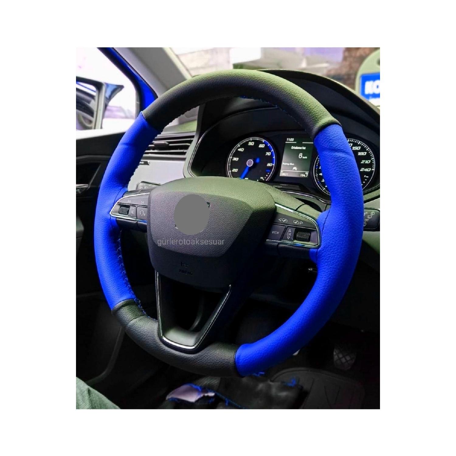 

Vw Bora Compatible Two Color Blue Black Steering Wheel Cover