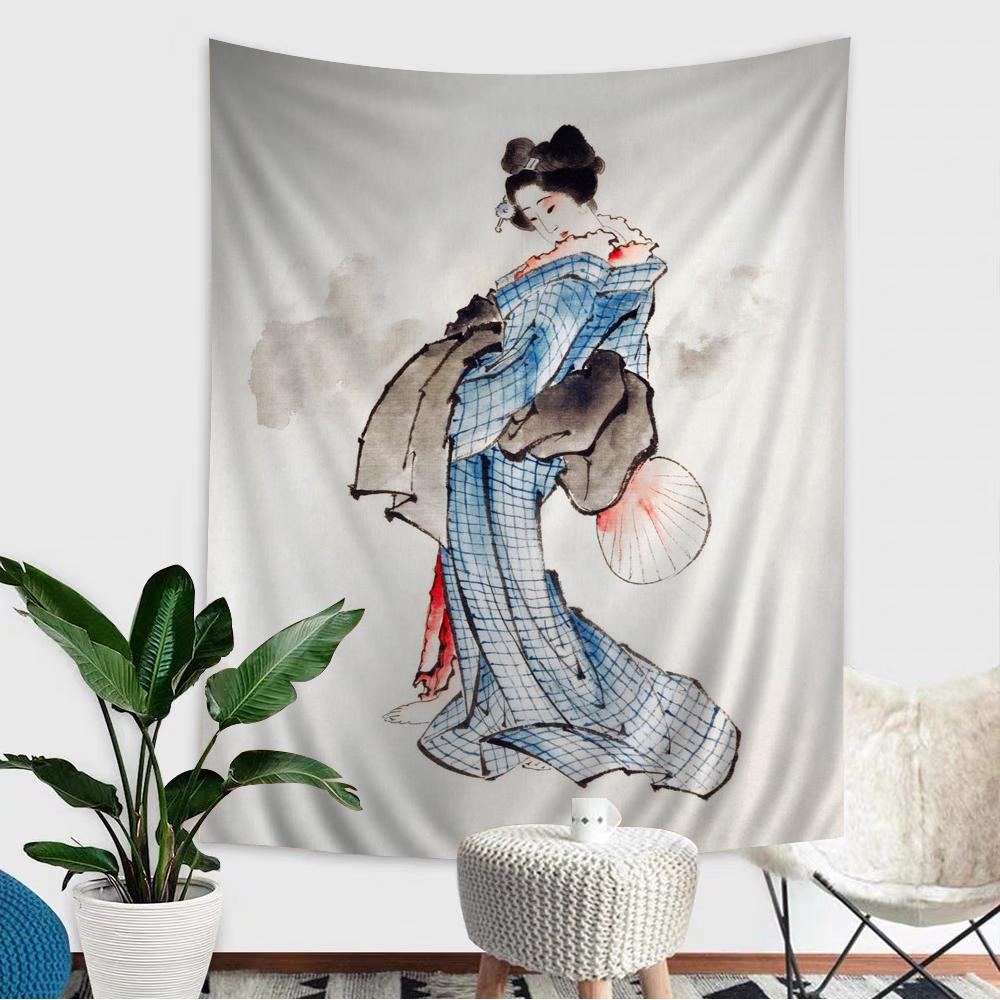 Japanese Geisha Hanging Bohemian Tapestry Hanging Tarot Hippie Wall Rugs Dorm Home Decor