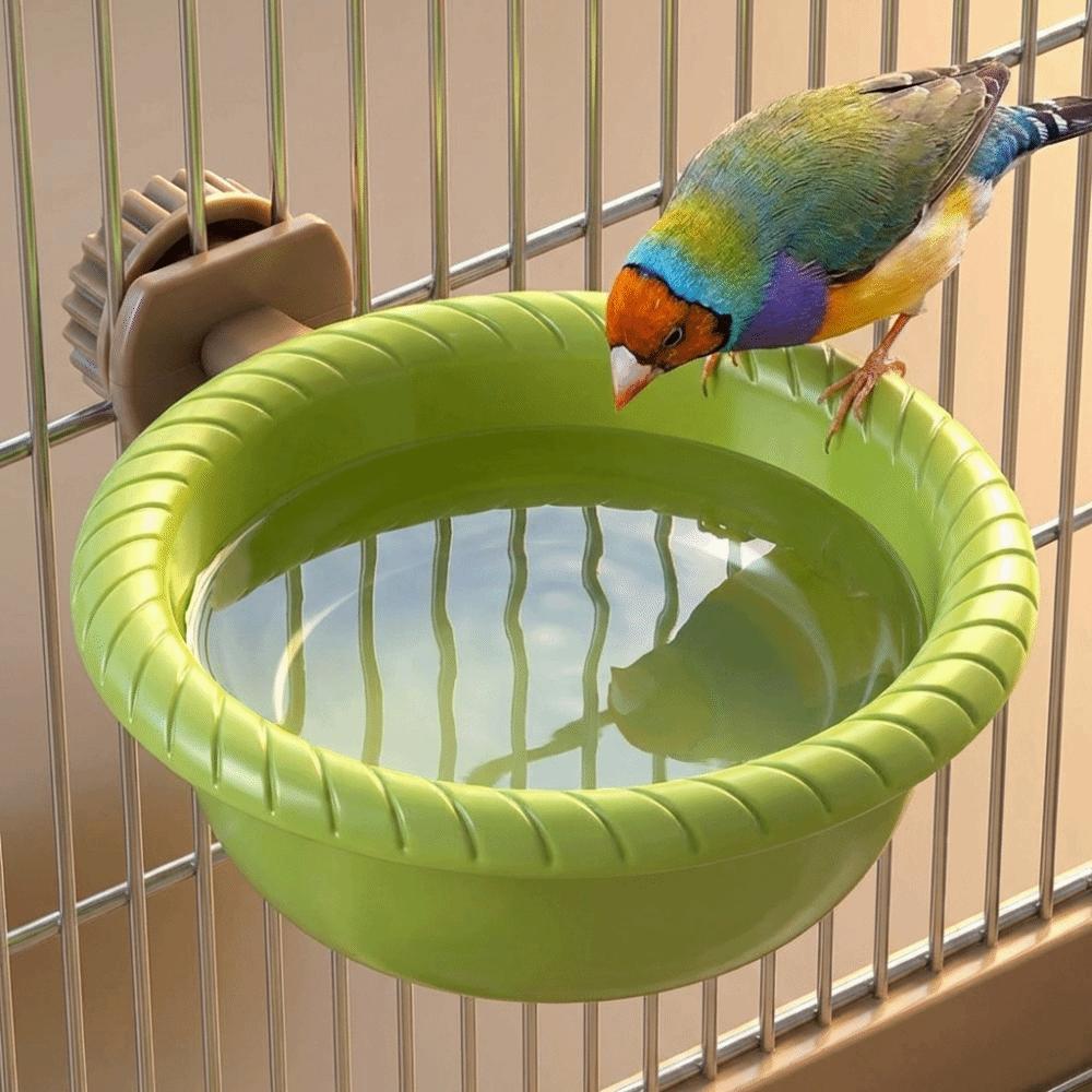 Anti-Splash Parrot Water Bowl Removable Pet Feeder Ledge Bird Cage Bath Tub  Aviary