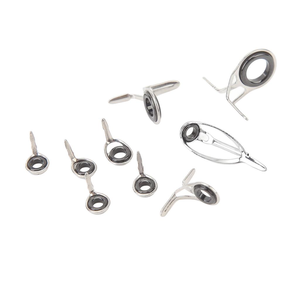 9 PCS Fishing Rod Tips Repair Kit Universal Ceramic Ring Fishing Pole Guides Eyelets Repair Kit for Fishing