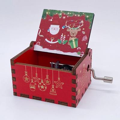 Wooden Hand Crank Music Box Anime Theme Halloween Merry Christmas Decoration Home Christmas Birthday Gift