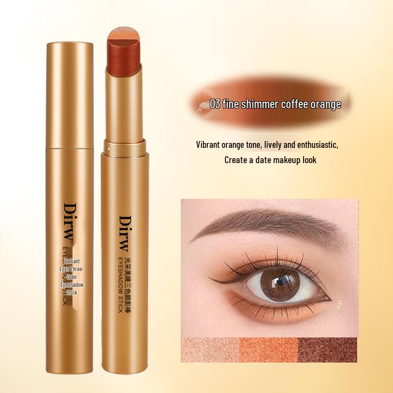 Dirw Radiance 3-Color Waterproof Eyeshadow Stick - Long-Lasting, Smudge-Proof, Earth Tones, Pearlescent Matte