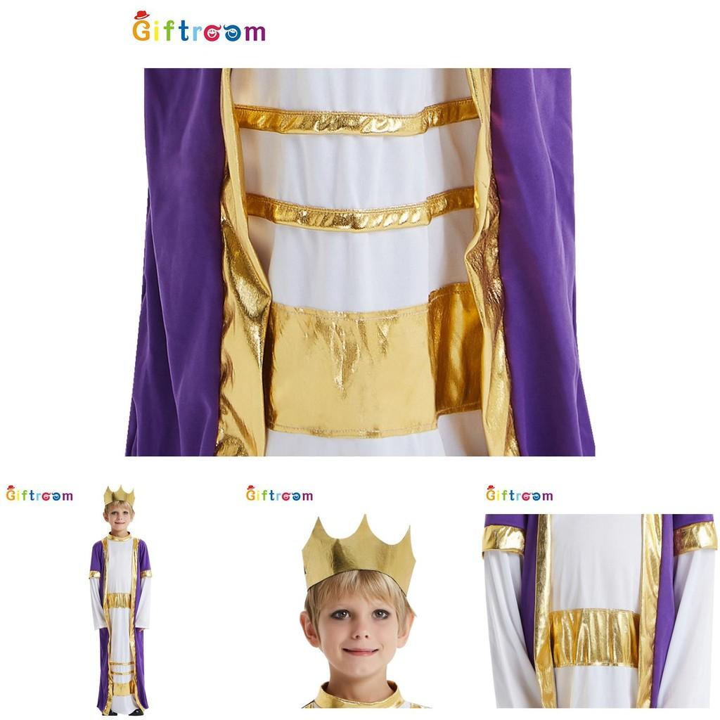 Dazzling King Arab Costume For Boys Featuring Comfortable Polyester Material Perfect For Stage Plays With Theme Elements
