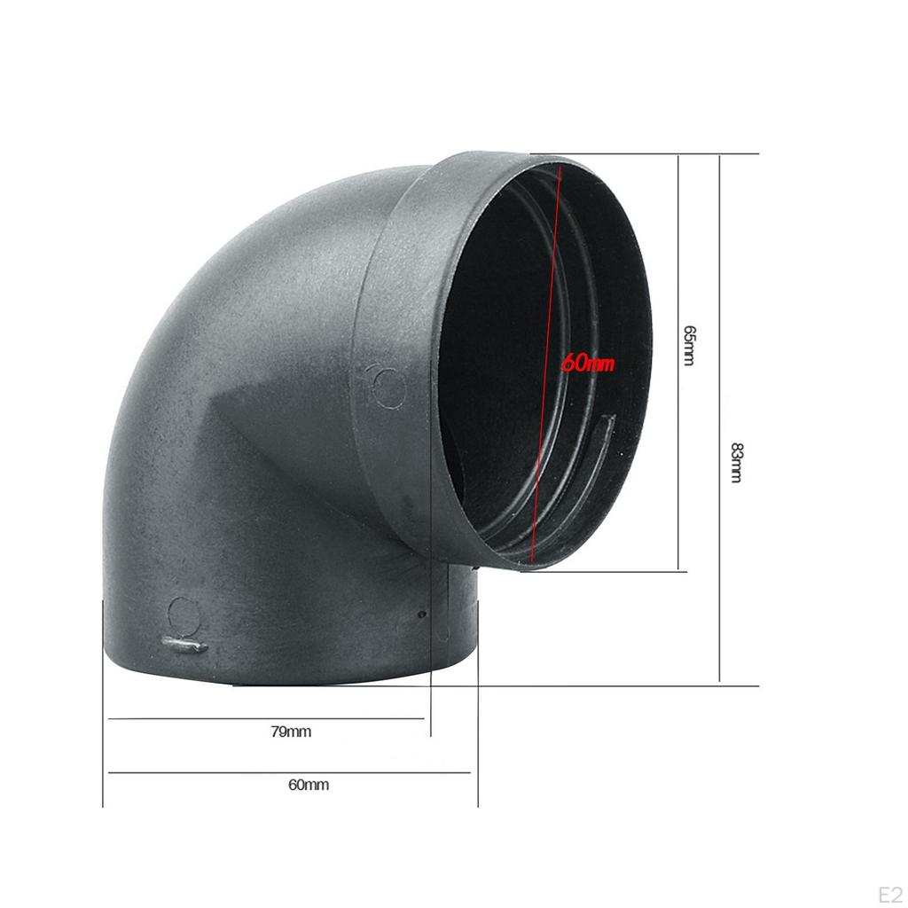 Auspuffrohr Winkelverbinder 60mm Professionell Ersetzend Hitzebeständig Schwarz Luftheizung