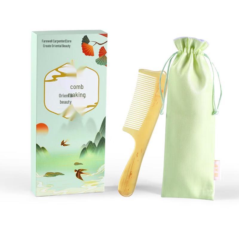 Tan Mujiang Ox Horn Comb Gift Set