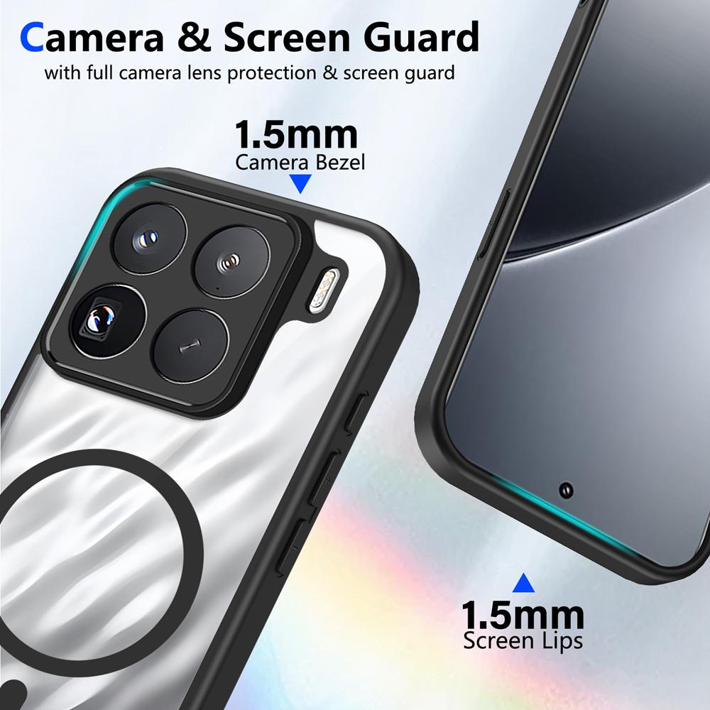 KEYSION Transparent Magnetic Phone Case for Xiaomi 15T Pro 5G Soft Silicone+PC HD Clear Shockproof Back Cover for Xiaomi 15T 5G