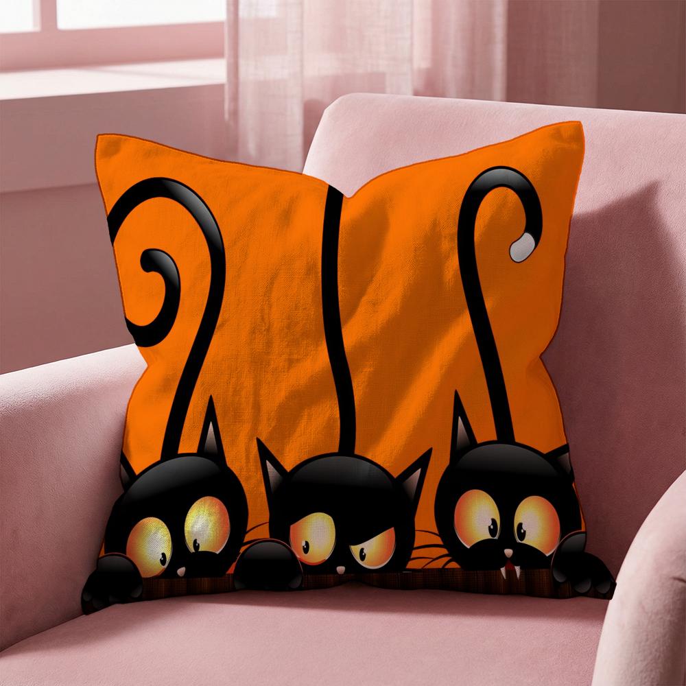 Funny black cat Cushion Cover Multi-Scene Pillow Cover for Home & Car - Reversible, Soft & Durable for Daily Use