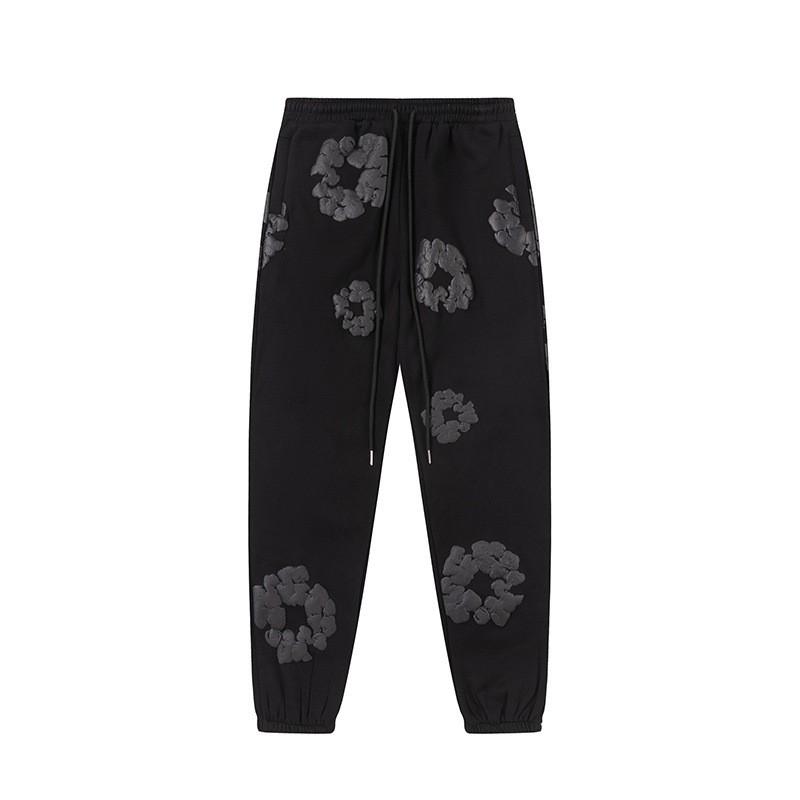 Completo Felpa con Cappuccio e Jogger Unisex Oversize con Stampa Floreale Fodera Calda in Pile Streetwear Invernale