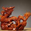 Wooden Chinese Fengshui Dragon Figurine Statue Auspicious Decoration For Festival Flavor