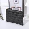 Fashion Ladies Weaving Bag Wristlet Clutch Women Daily Money Phone Clutch Solid Straw Woven Coin Purse Beach Wallet Card Leisure Travel