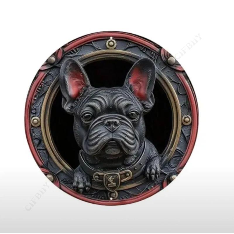 Hexenbesen Halloween Schild, Runde Aluminium Wandplakette 20x20cm