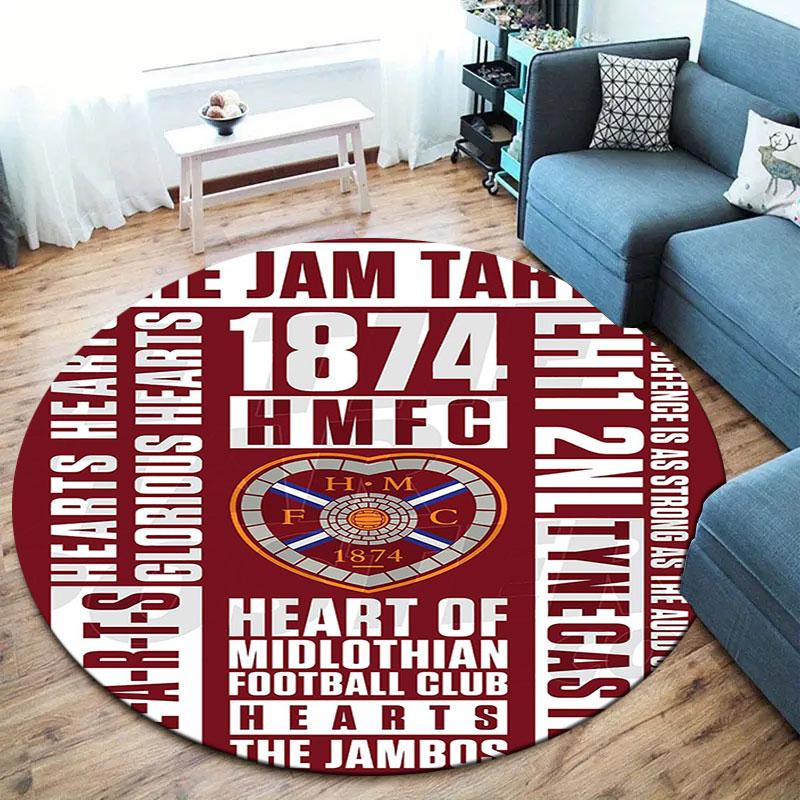 Heart of Midlothian Football Club Round Area Rug,Carpet Rug for Living Room Bedroom Sofa Playroom Decor,Non-slip Floor Mat