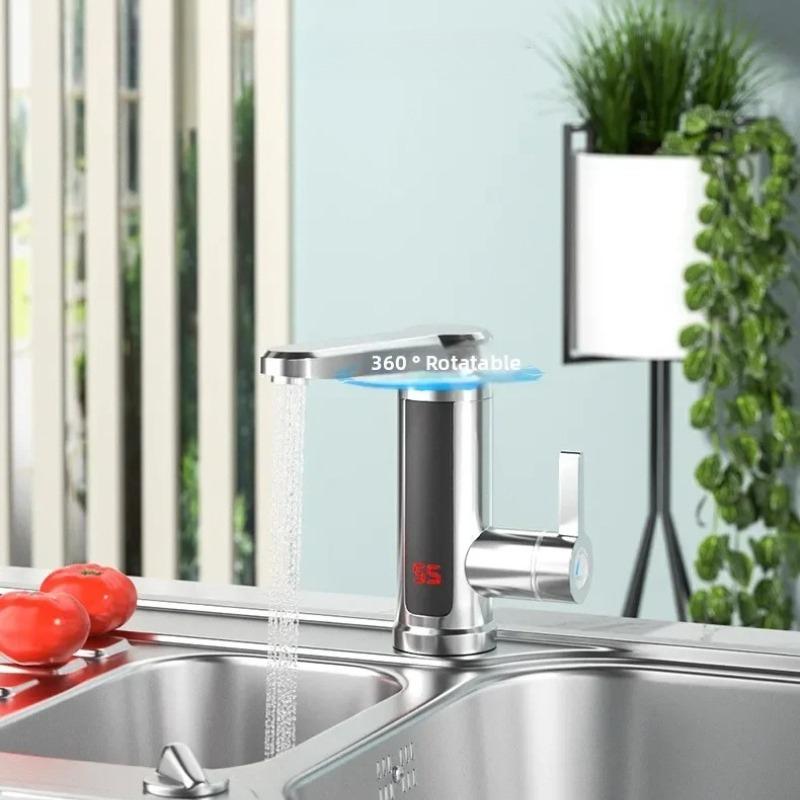Electric Water Heater 220V Kitchen Faucet Tankless Instant Heating Water Tap Flowing Heated Mixer Digital Display
