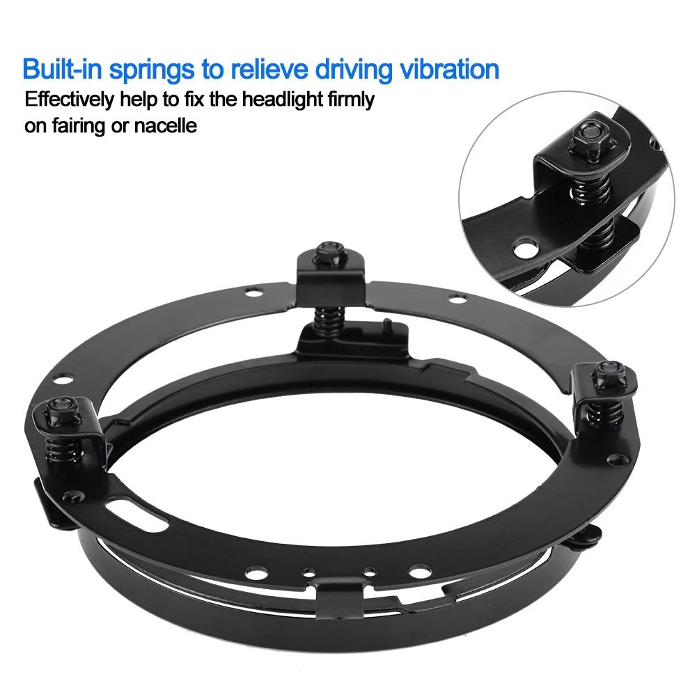 7inch Electroplated Black Headlight Extension Trim Ring Bracket Motorcycle