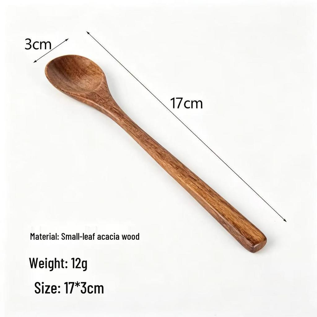 Long Handle Wooden Spoon - Japanese Korean Style for Seasoning, Honey, Stirring, and Coffee - Thin Handle Tableware.