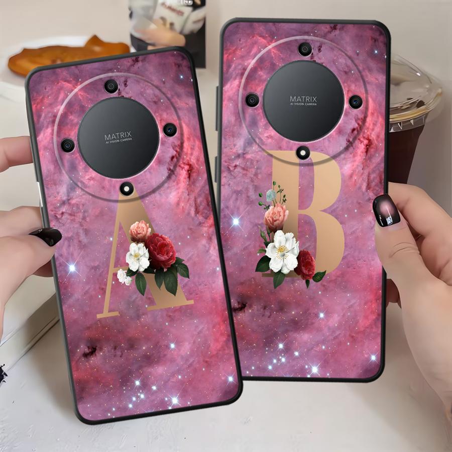 Funda Phone Cover Case for Honor Magic5Lite 8X X9a 90 X8 200 400 Lite X5b X6 X7 70 Flower Name Letter A B