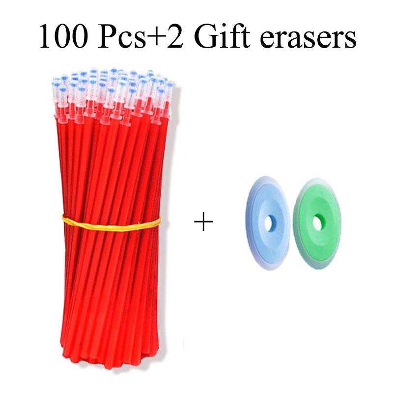 100 /12 Pcs/lot 0.5mm Gel Pen Erasable Pen Refill Rod Set High Capacity Blue Black Ink Shool Washable Handle Pens Stationery