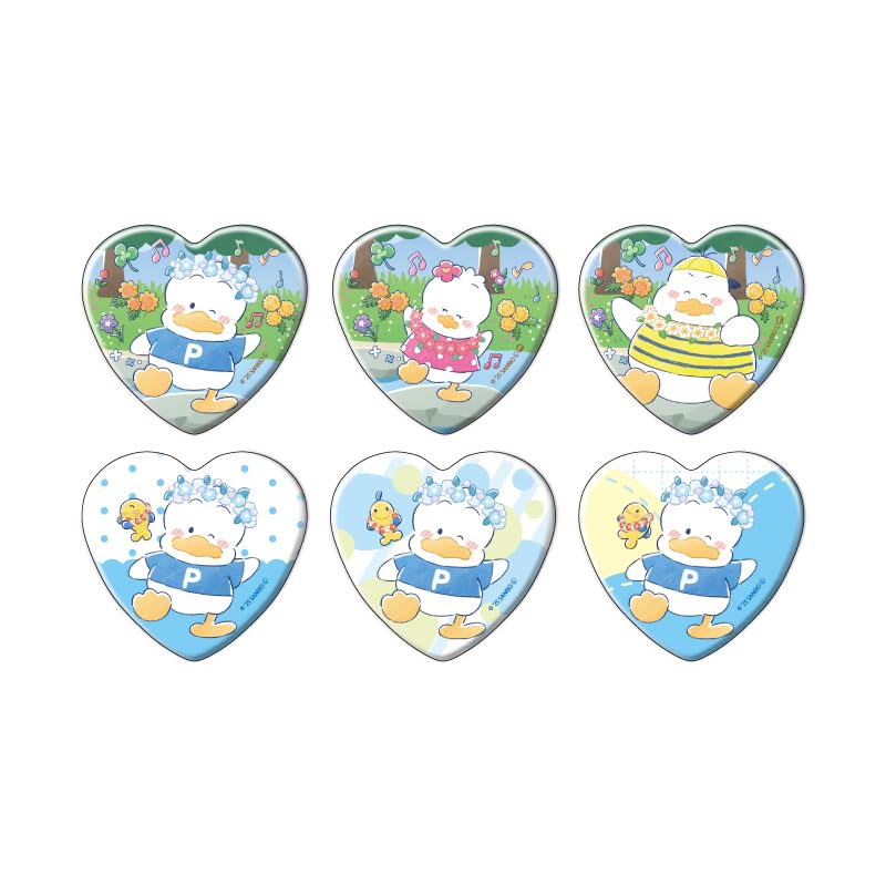 Счастливый Дэнби 08 Утенок Пеккл Дизайн к годовщине [Граффити-иллюстрация] Набор жестяных значков в форме сердца (Коробка из 6 шт.)