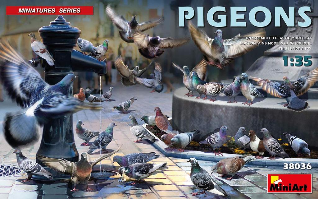 Miniart 1/35 Scale Plastic Model Kit MA38036, Set of 36 Pigeons
