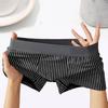 Men Boxer Underwear Mid-rise Striped Print Patchwork Color Thin Shorts Briefs Quick Drying U-convex Panties