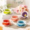Coffee Cup And Saucer Set Hand-Painted Floral Ceramic Mug for Coffee Milk Tea Breakfast Anniversary Gift for Couples Wedding