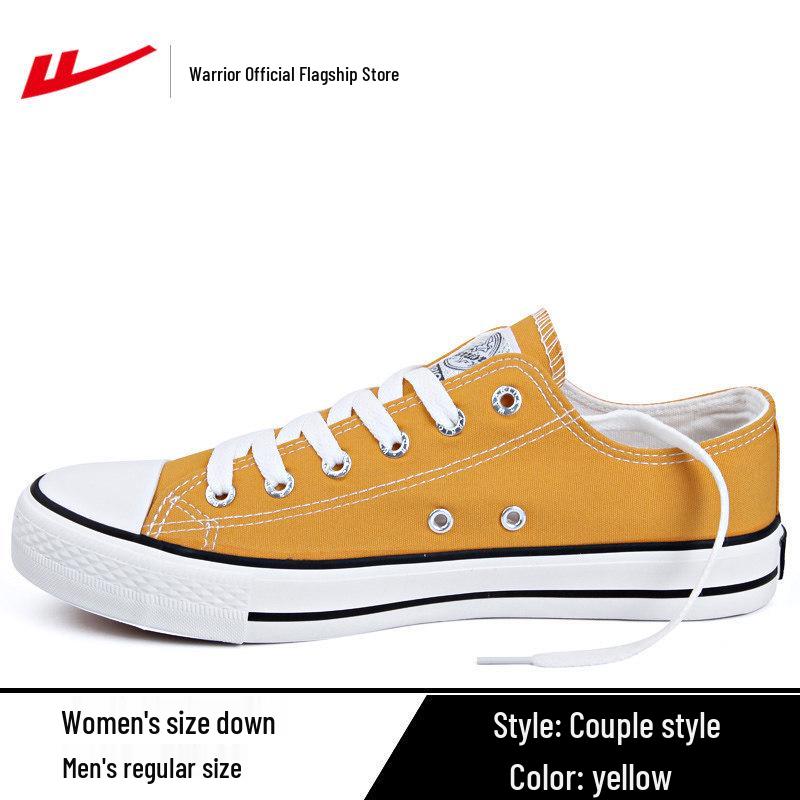 2026 Spring Warrior Low-Top Canvas Shoes: Black & White Casual Sneakers for Men & Women with Thick Soles