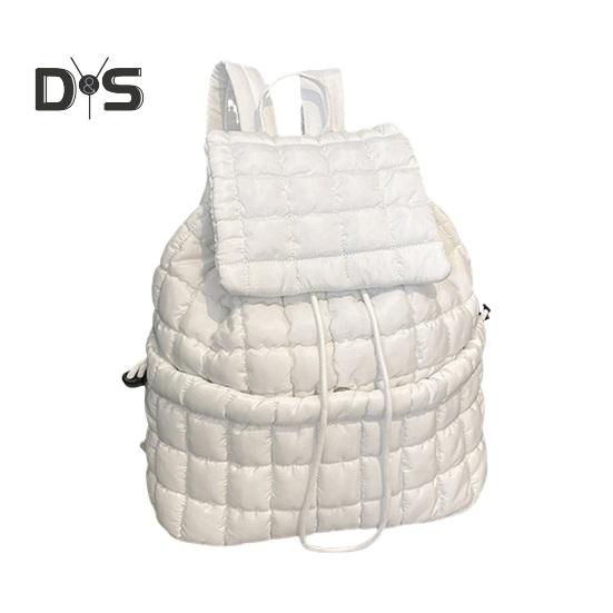 18L Quilted Backpack for Women Puffer Hiker Pack Top Flap Drawstring Backpack Padding Travel Cloud Gym Bag