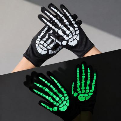 Skeleton Full Finger Fashion Gloves Unisex Adult Gothic Punk Trendy Design for Halloween Cosplay Party Street Wear Non-Slip