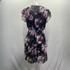 IHUASU Summer Holiday Style Ruffle Short Sleeve Chiffon Printed Rose Dress