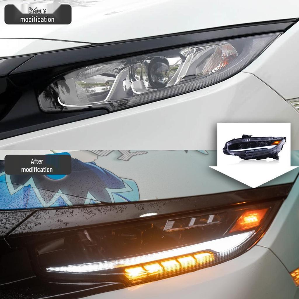 16-21 Civic Tenth Gen RS Style LED Projector Headlight with DRL & Sequential Turn Signals