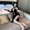 Nightlife Sexy Lingerie Backless High Split Cheongsam Seduction Cosplay Retro Cheongsam Suit Female